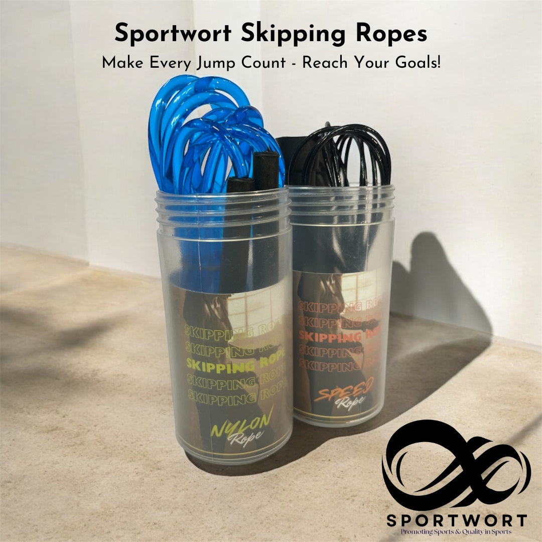 Sportwort Speed Skipping Rope with Metal Bush Handle, Nylon-Coated Adjustable Wire Rope – For Women & Men