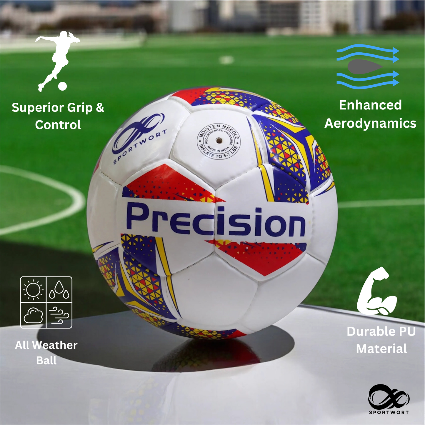 Sportwort Precision Football, Size 5, Red Blue