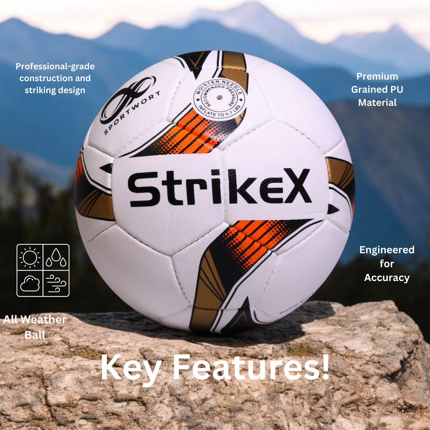 Sportwort StrikeX Football, Size 5 (Orange Black)