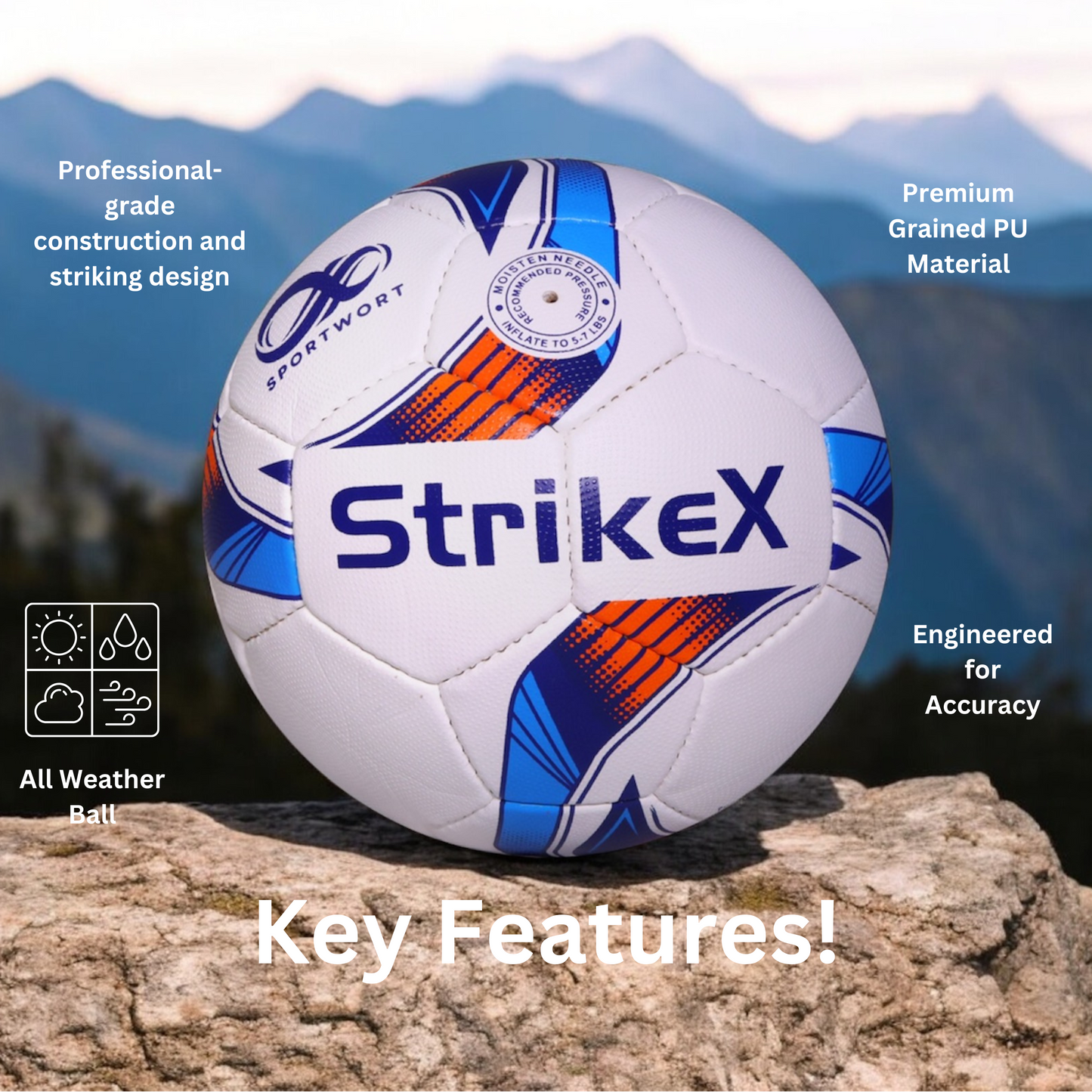 Sportwort StrikeX Football, Size 5 (Orange Blue)