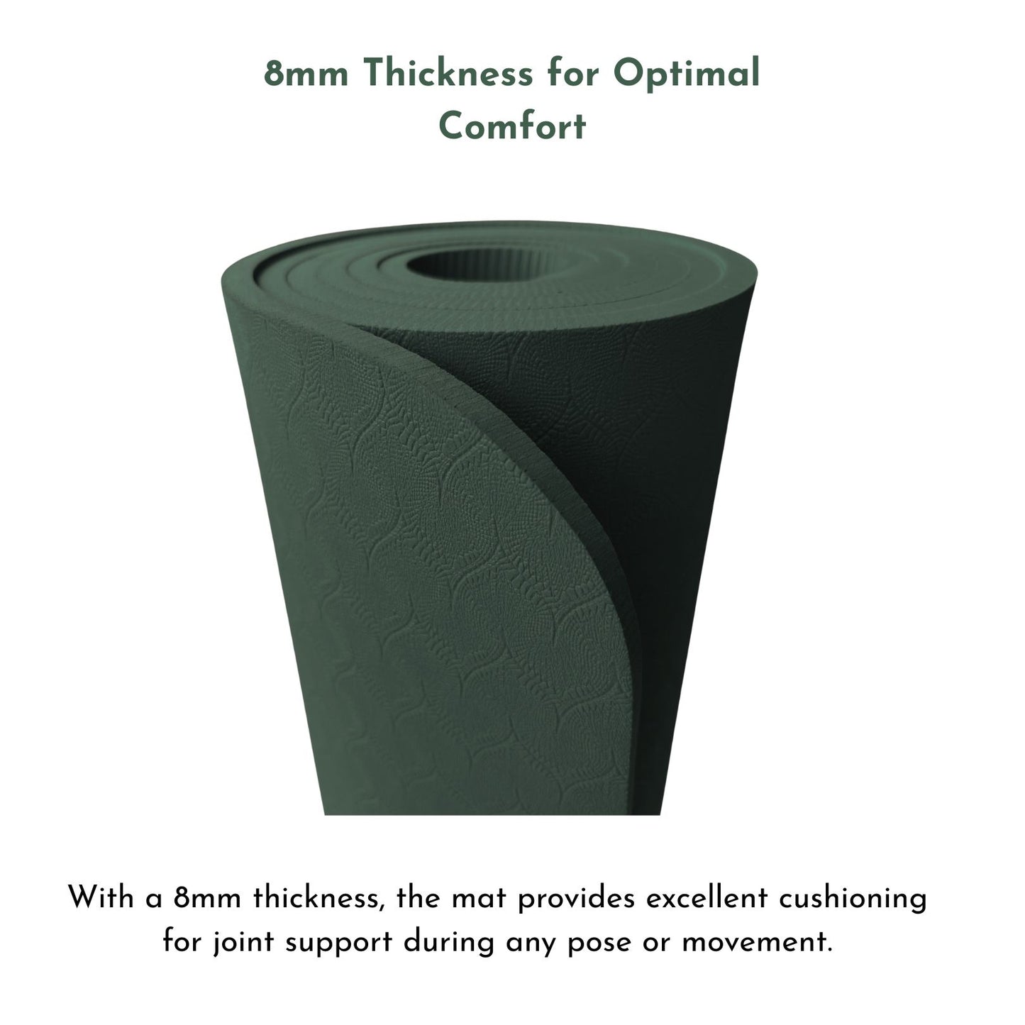 Sportwort 8mm TPE Alignment Yoga Mat | Non-Slip, Extra Thick Cushioning Mat for Yoga & Fitness – Olive Green