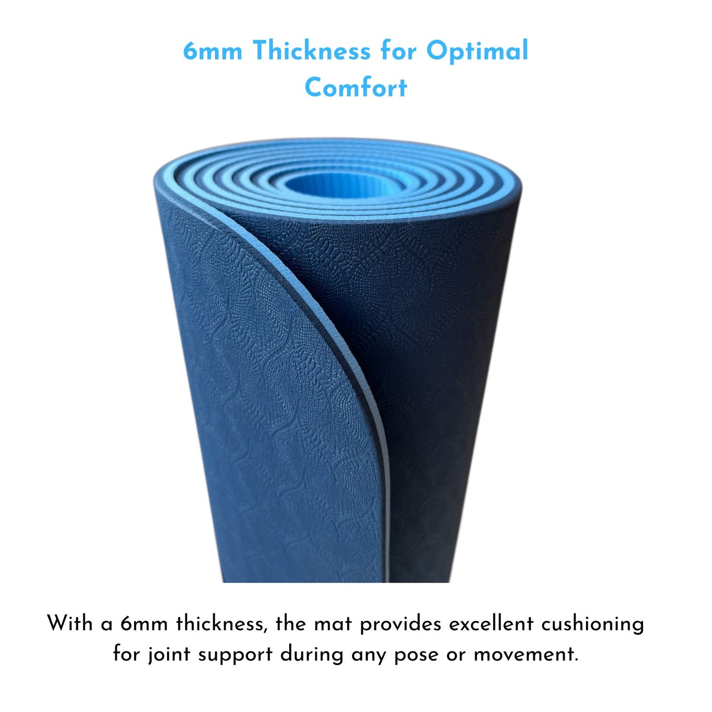 Sportwort 6mm TPE Yoga Mat with Alignment Lines | Dual-Tone Blue Non-Slip, Eco-Friendly, Waterproof Exercise Mat for Yoga, Pilates & Fitness (Copy)