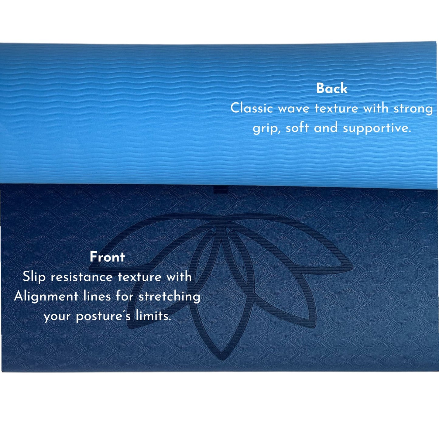 Sportwort 6mm TPE Yoga Mat with Alignment Lines | Dual-Tone Blue Non-Slip, Eco-Friendly, Waterproof Exercise Mat for Yoga, Pilates & Fitness (Copy)