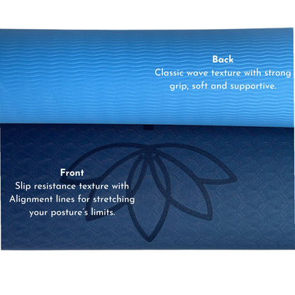 Sportwort 6mm TPE Yoga Mat with Alignment Lines | Dual-Tone Blue Non-Slip, Eco-Friendly, Waterproof Exercise Mat for Yoga, Pilates & Fitness (Copy)