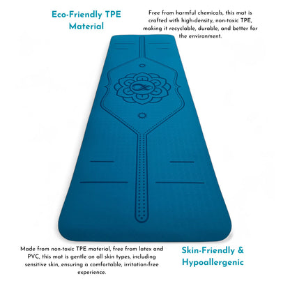 Sportwort 8mm TPE Alignment Yoga Mat | Non-Slip, Extra Thick Cushioning Mat for Yoga & Fitness – Aqua Blue