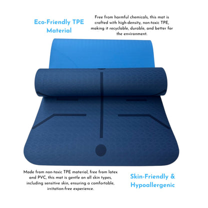 Sportwort 6mm TPE Yoga Mat with Alignment Lines | Dual-Tone Blue Non-Slip, Eco-Friendly, Waterproof Exercise Mat for Yoga, Pilates & Fitness (Copy)